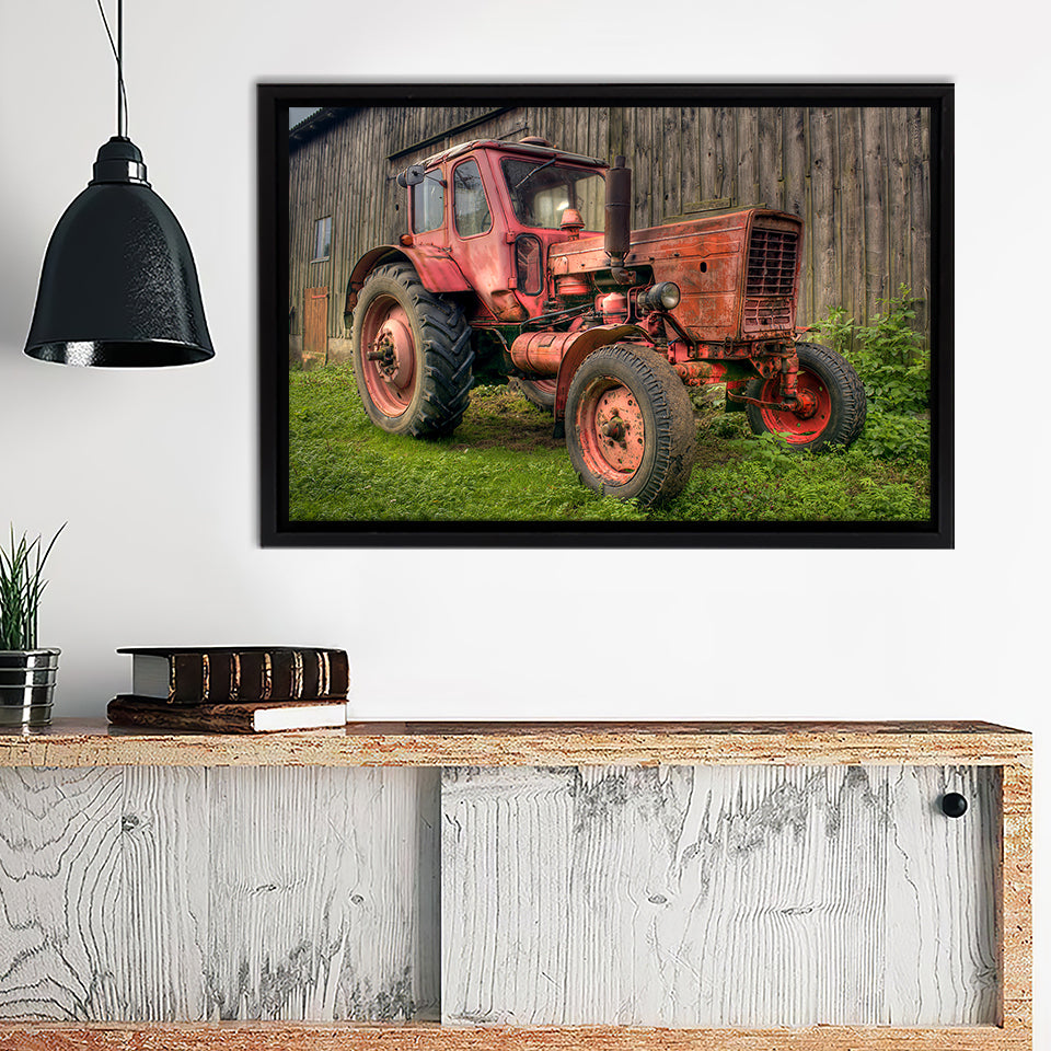 The Old Tractor Hdr Canvas Wall Art - Canvas Print, Framed Canvas, Painting Canvas