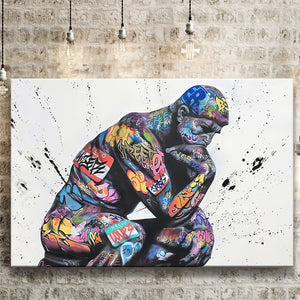 Thinker Man Graffiti Canvas Prints Wall Art - Painting Canvas, Home Wall Decor, For Sale, Painting Prints