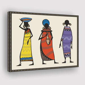 Three Africans in Sketch Canvas Prints Wall Art - Painting Canvas, African Art, Home Wall Decor, Painting Prints, For Sale