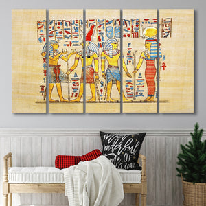 Traditional Handmade Papyrus, Ancient Egypt Canvas Art, 5 Panel B Canvas Prints Wall Art, Extra Large Canvas Decor