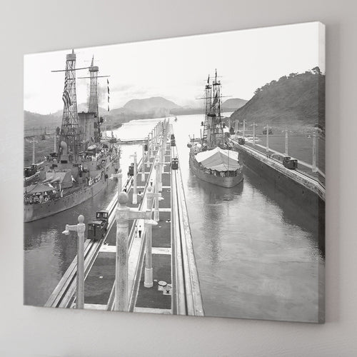 U S S Missouri And U S S Ohio At The Panama Canal Canvas Wall Art - Canvas Prints, Prints For Sale, Painting Canvas,Canvas On Sale