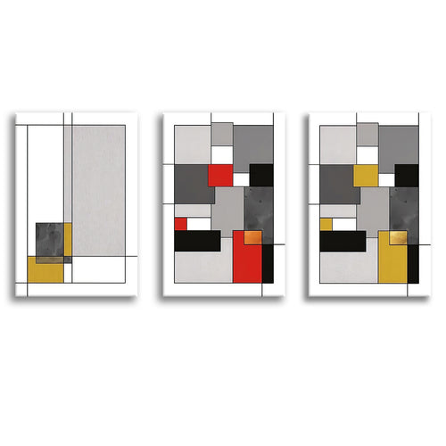 Vintage Abstract Art Geometric Design Canvas Prints 3 Pieces Wall Art Decor - Painting Canvas, Multi Panel, Home Decor