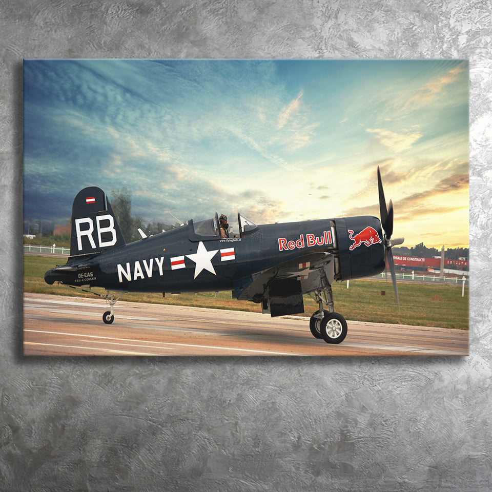 Vought F4U Corsair Red Bull Canvas Prints Wall Art Decor - Painting Canvas, Art Prints, Ready to Hang