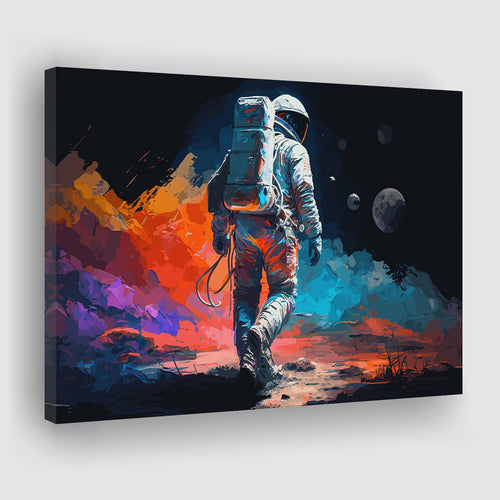 Walking Astronaut Wall Art, Space Water Color Painting Art Canvas Prints Wall Art, Home Living Room Decor, Large Canvas