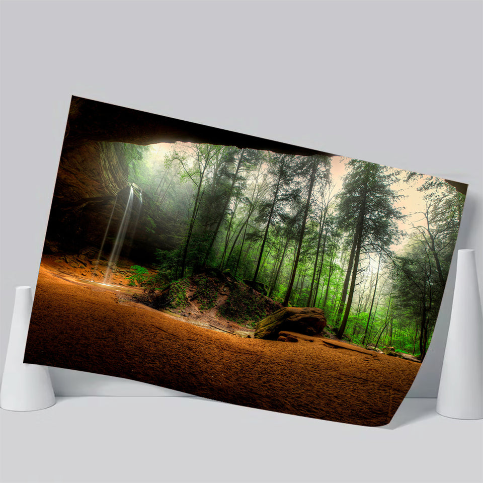 Waterfall Art Forest Poster Prints Wall Art Decor, Unframe, Poster Art