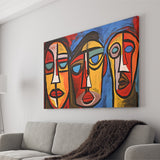 Abstract Family Three Faces Arylic Painting Canvas Prints Wall Art Home Decor, Painting Canvas, Living Room Wall Decor