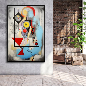 Abstract Geometric Mixcolor Painting Framed Canvas Prints Wall Art Home Decor, Painting Canvas, Floating Frame