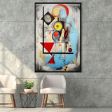 Abstract Geometric Mixcolor Painting Framed Canvas Prints Wall Art Home Decor, Painting Canvas, Floating Frame
