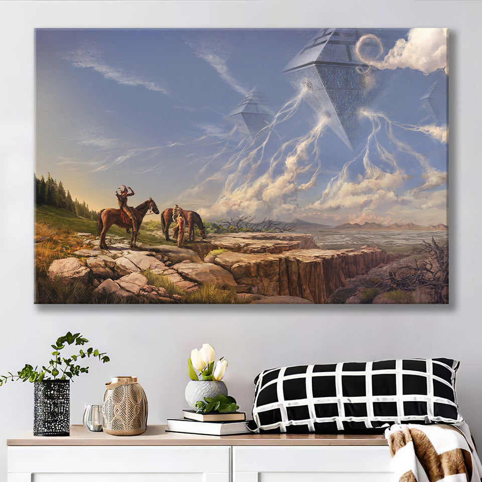 Fantasy Art Native Americans Science Fiction Spaceship Canvas Prints Wall Art - Painting Canvas, Painting Prints, Home Wall Decor, For Sale