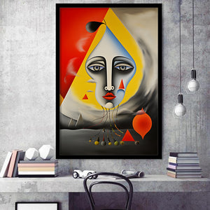 Geometric Face Abstract Art Painting Framed Art Prints Wall Decor, Painting Art, Framed Picture
