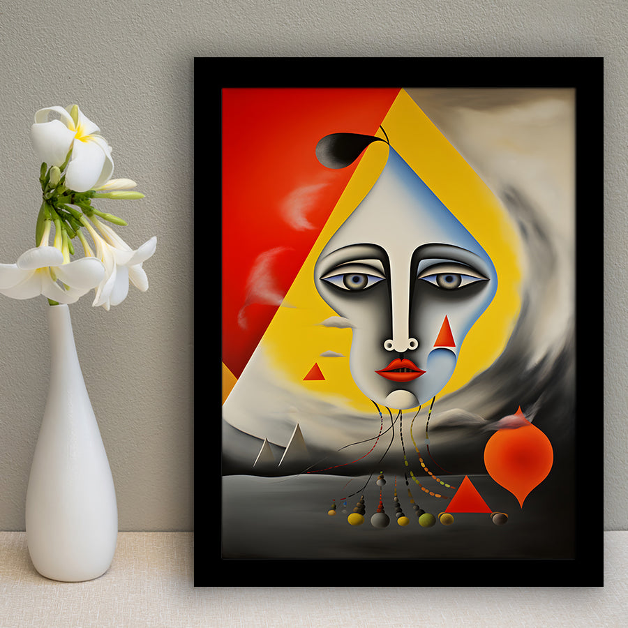 Geometric Face Abstract Art Painting Framed Art Prints Wall Decor, Painting Art, Framed Picture