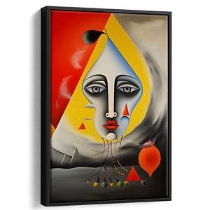 Geometric Face Abstract Art Painting Framed Canvas Prints Wall Art Home Decor, Painting Canvas, Floating Frame