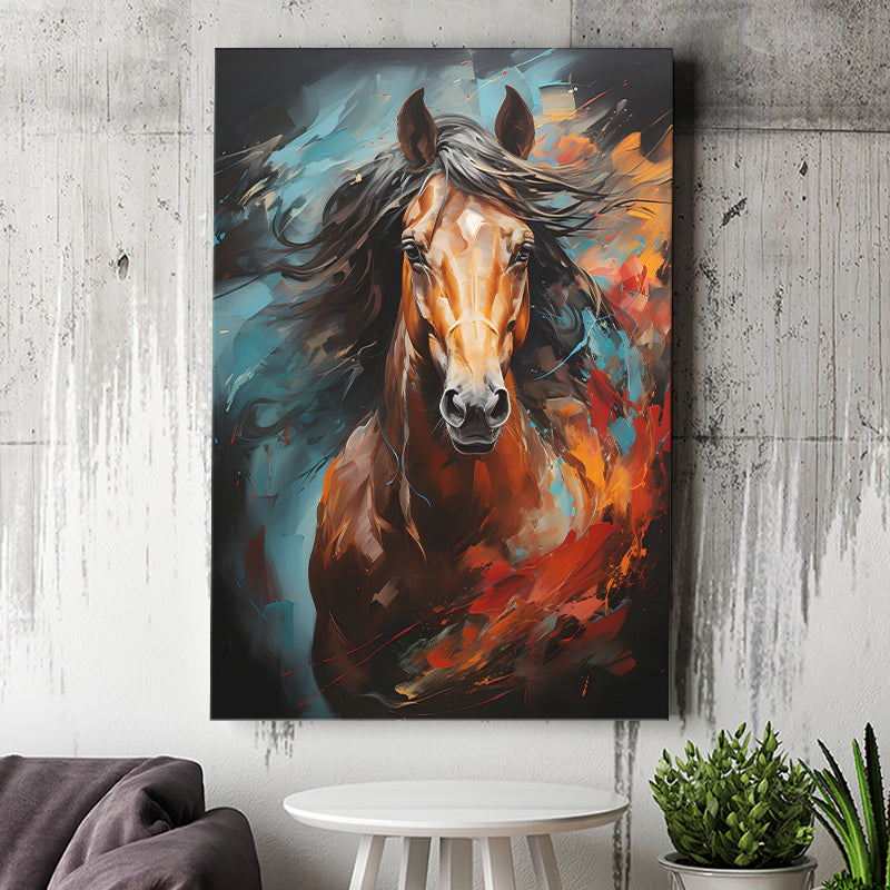 Horse Portrait Head Oil Painting V2 Canvas Prints Wall Art Home Decor, Painting Canvas, Living Room Wall Decor