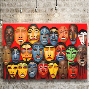 Many Diffirent Mask Native American Abstract Faces V10 Canvas Prints Wall Art Home Decor, Painting Canvas,Wall Decor