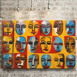 Many Diffirent Mask Native American Abstract Faces V7 Canvas Prints Wall Art Home Decor, Painting Canvas,Wall Decor