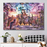 Native Americans Girl With Wolves Canvas Prints Wall Art - Painting Canvas,Wall Decor, Painting Prints,For Sale