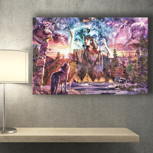 Native Americans Girl With Wolves Canvas Prints Wall Art - Painting Canvas,Wall Decor, Painting Prints,For Sale