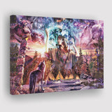 Native Americans Girl With Wolves Canvas Prints Wall Art - Painting Canvas,Wall Decor, Painting Prints,For Sale