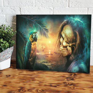 Pirate Skull And Parrot Canvas Wall Art - Canvas Prints, Prints For Sale, Painting Canvas,Canvas On Sale