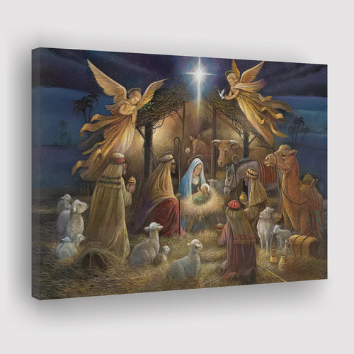 The Birth Of Jesus Christ Xmas Canvas Prints Wall Art - Painting Canvas, Home Wall Decor, For Sale, Canvas Gift