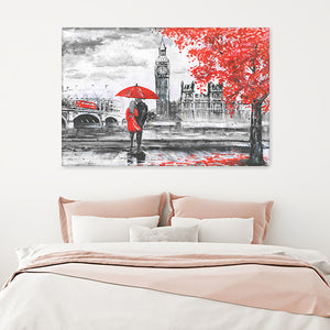 Treet View Of London River And Bus On Bridge Canvas Wall Art - Canvas Prints, Prints For Sale, Painting Canvas,Canvas On Sale