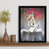 Coke Lady Pop Art Graffiti Art Framed Canvas Prints Wall Art Decor - Painting Canvas, Floating Frame, Framed Picture