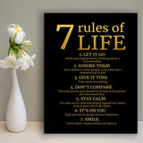 7 Rules Of Life Art Canvas, Motivational Art Framed Art Prints Wall Decor, Framed Picture, Large Picture