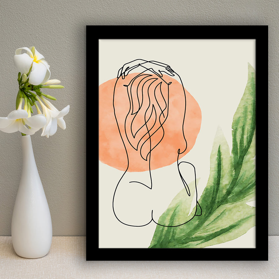 Back Pose Of Lady Bathroom Art Framed Art Prints Wall Decor, Framed Picture, Large Picture