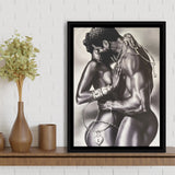 Loved Black Couple Framed Canvas Prints Wall Art - Painting Canvas, Floating Frame, Painting Prints, For Sale