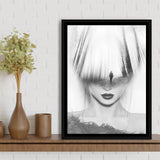 Mystical Woman Abstract Black And White, Framed Canvas Prints Wall Art Home Decor,Floating Frame, Ready to Hang