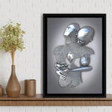 3D Effect Art Eternal Love Iron Mesh Framed Canvas Prints Wall Art - Painting Canvas,Floating Frame, Home Wall Decor