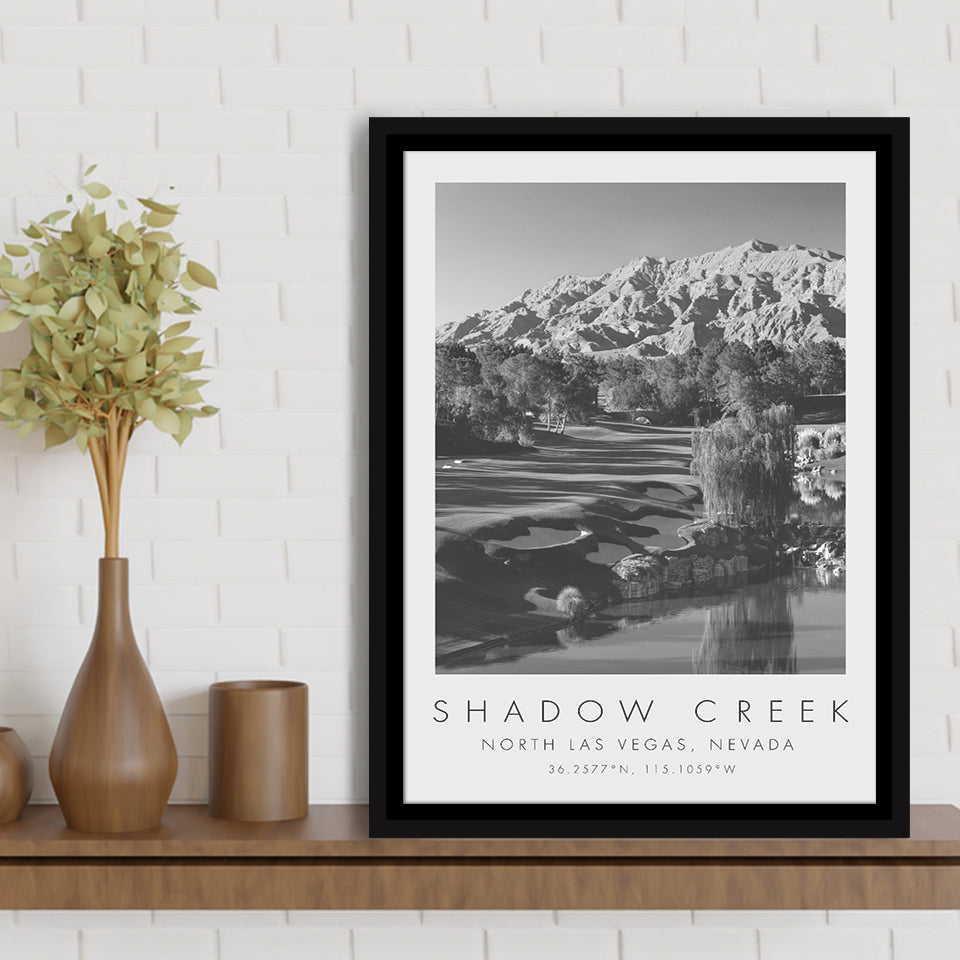 Shadow Creek Golf Club Hole 18, North Las Vegas, Nevada, Golf Art Print, Floating Frame, Framed Canvas Print Wall Art