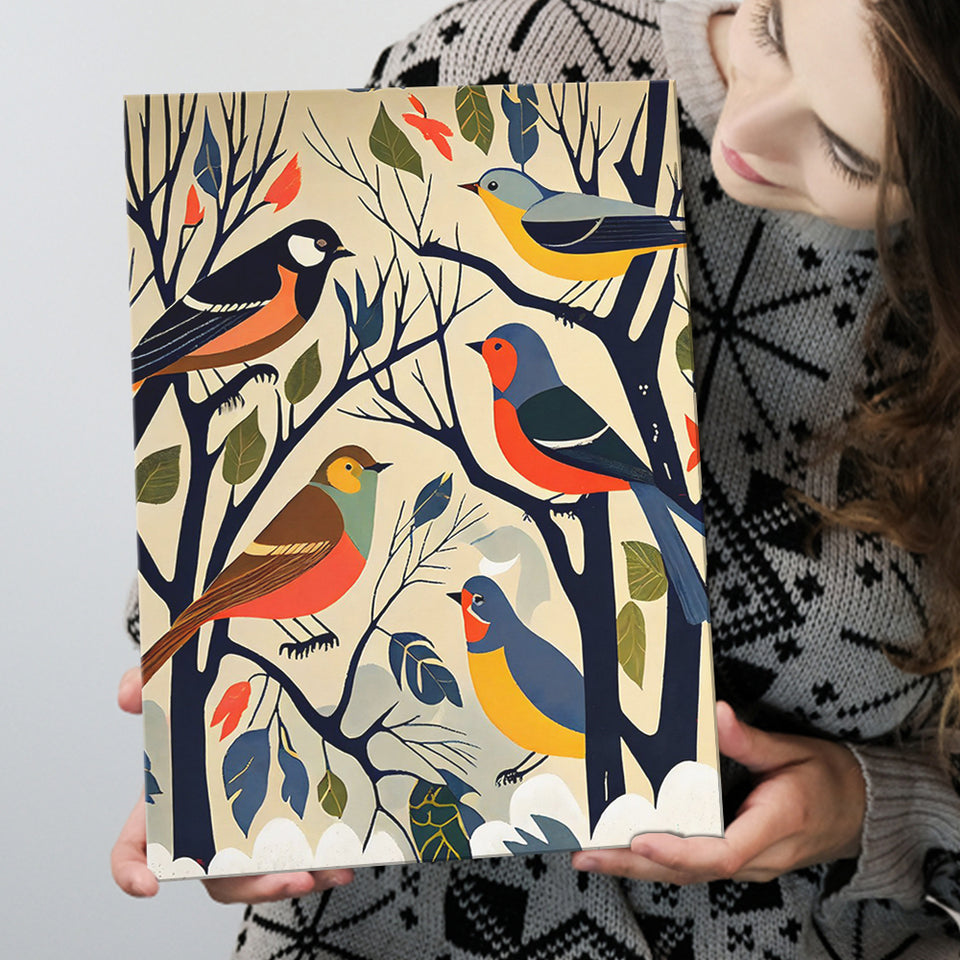 Songbirds Retro Art Print ,City Art Print, Large Canvas, Canvas Print Wall Art Home Decor