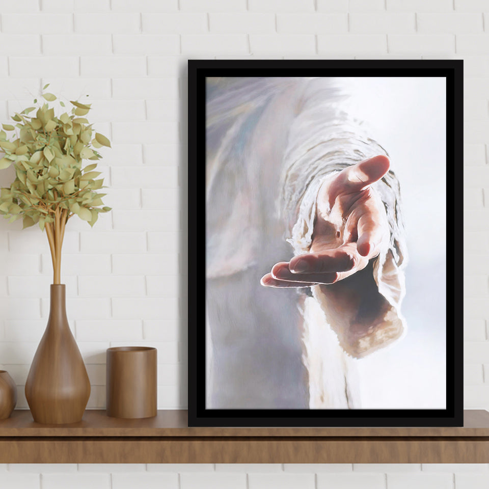 Jesus Holding Hand Framed Canvas Prints - Painting Canvas, Framed Art, Prints for Sale, Wall Art, Wall Decor
