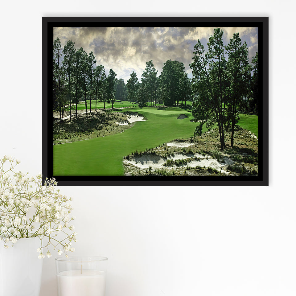 Pinehurst Course Number 2 Golf Courses, Golf Art Print, Framed Canvas Prints Wall Art Decor, Floating Frame