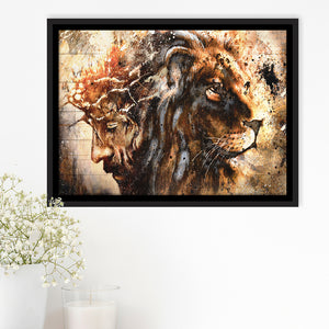 Jesus And Lion Framed Canvas Prints Wall Art - Painting Canvas,Framed Picture,Home Art Wall Decor
