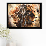 Jesus And Lion Framed Canvas Prints Wall Art - Painting Canvas,Framed Picture,Home Art Wall Decor