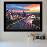 Minneapolis, Minneapolis Skyline100 Framed Art Prints Wall Art Decor,Black Frame, Ready to hang