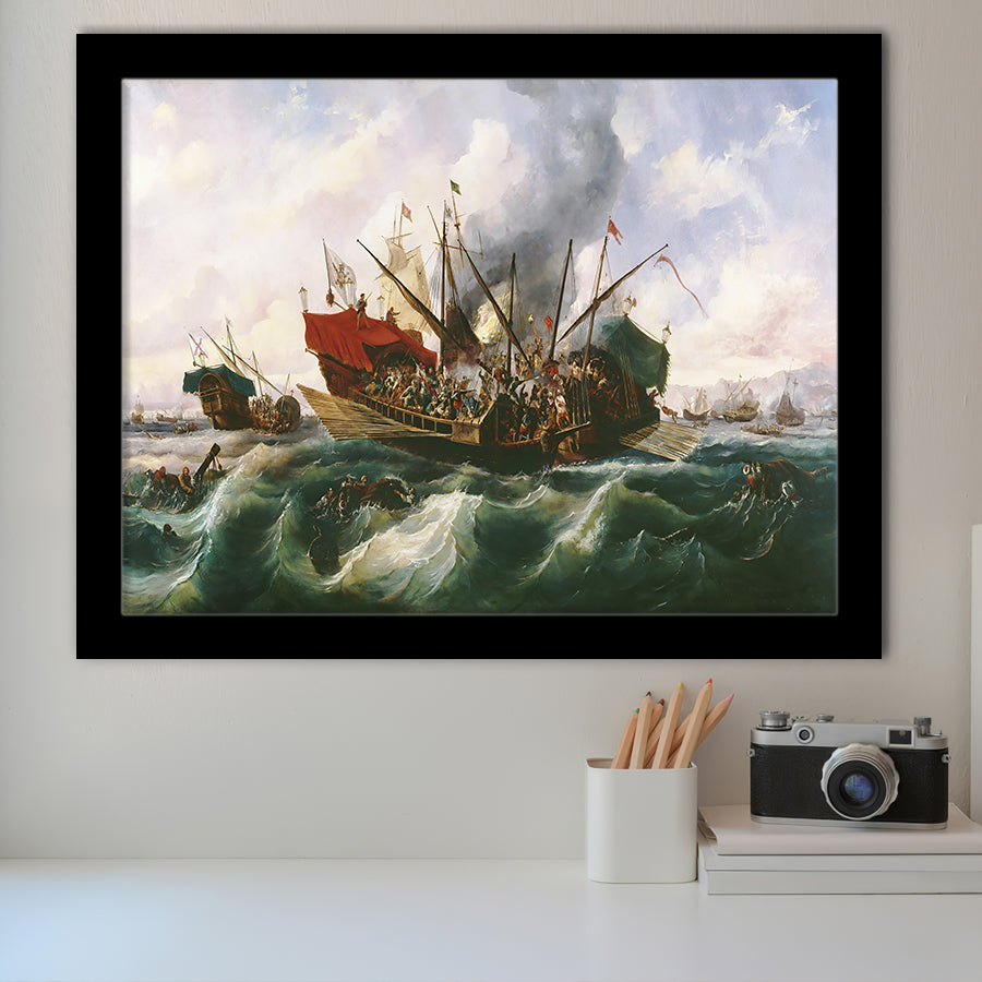Battle Of Lepanto By Antonio Brugada Vila Framed Art Prints Wall Decor - Painting Art, Framed Picture, Home Decor, For Sale
