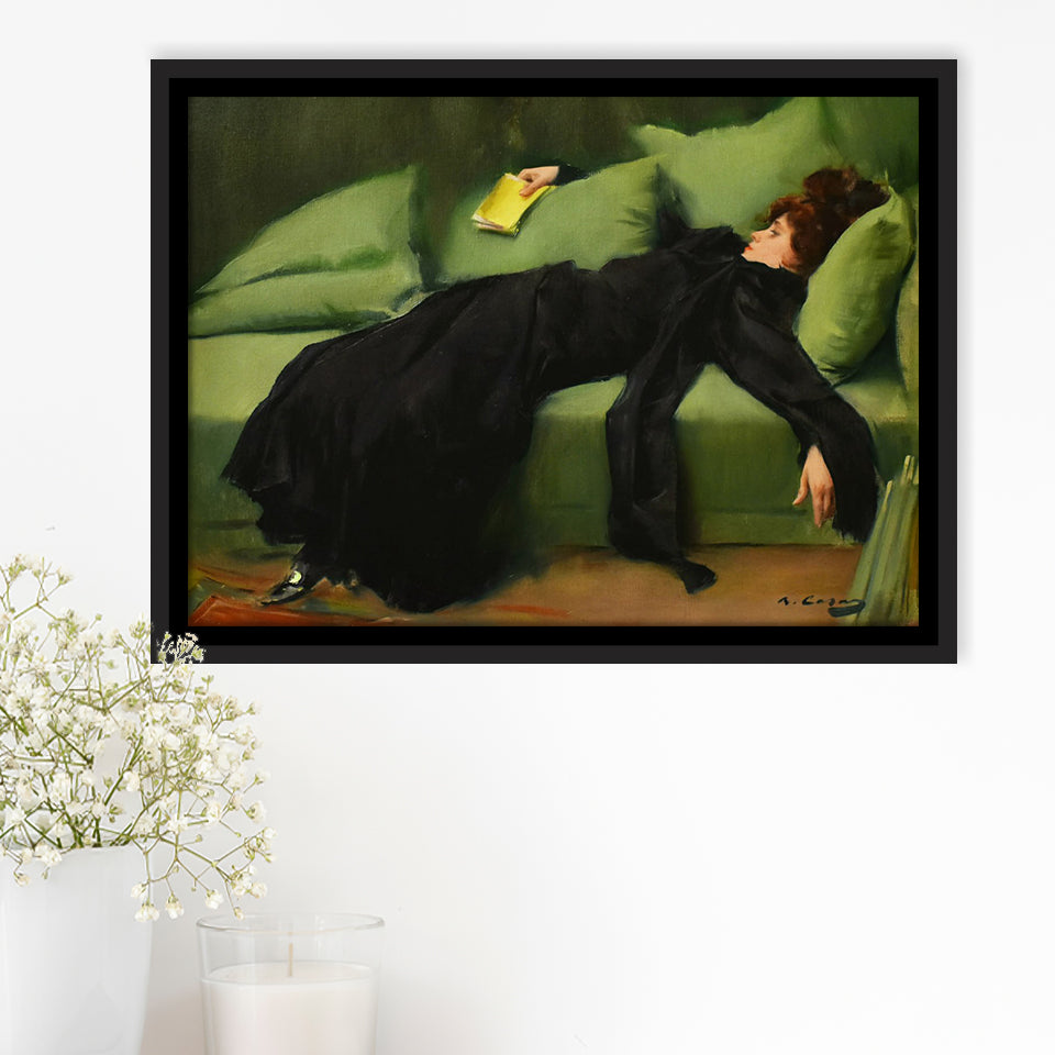 Ramon Casas, Decadent Young Woman After The Dance 1899 Framed Canvas Prints Wall Art, Floating Frame, Large Canvas Home Decor