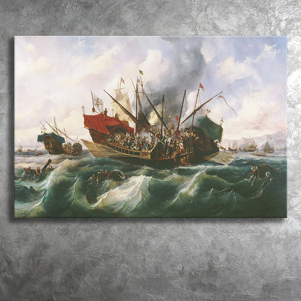 Battle Of Lepanto By Antonio Brugada Vila Canvas Wall Art - Canvas Prints, Prints For Sale, Painting Canvas