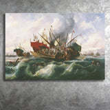 Battle Of Lepanto By Antonio Brugada Vila Canvas Wall Art - Canvas Prints, Prints For Sale, Painting Canvas