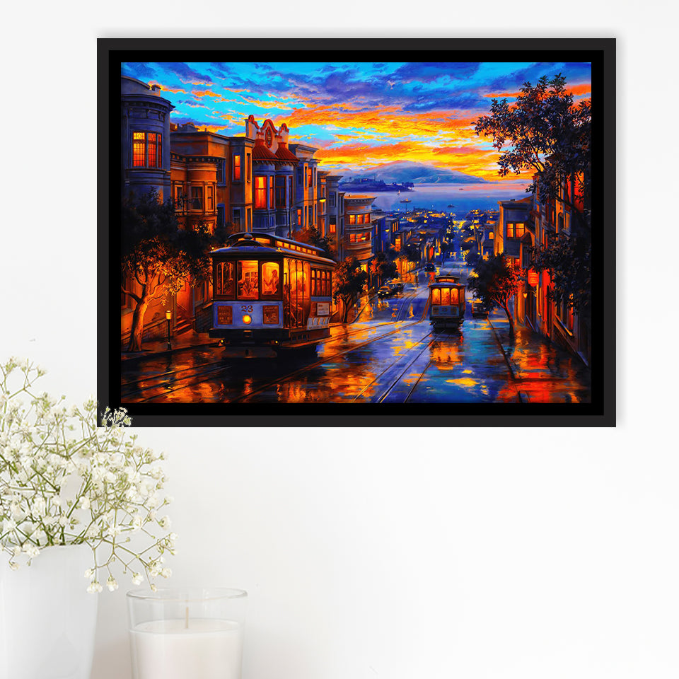 San Francisco Downtown Framed Canvas Prints Wall Art Decor - Painting Canvas, Framed Picture, Home Decor