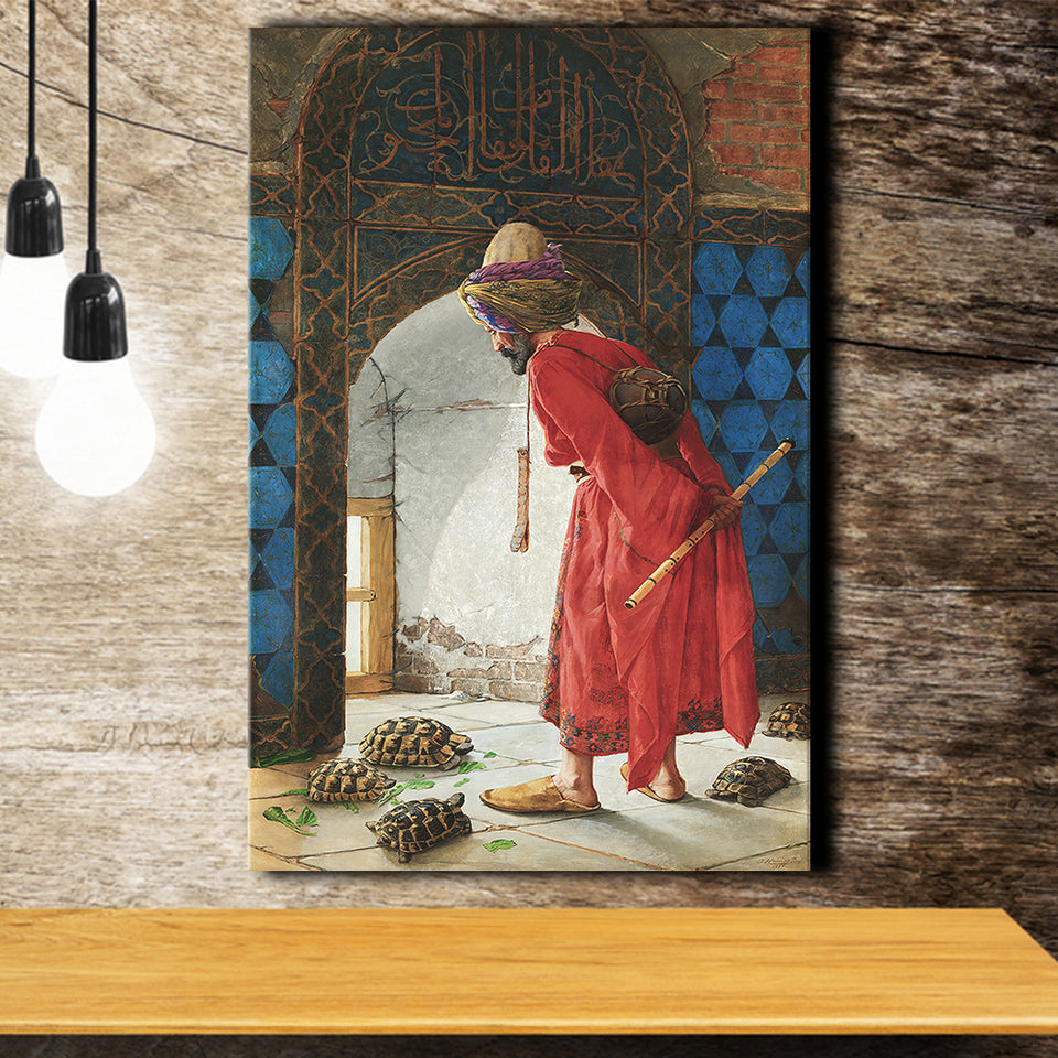 The Tortoise Trainer, Osman Hamdi Painting Canvas Prints Wall Art Home Decor