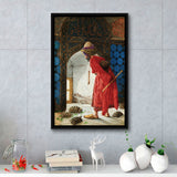 The Tortoise Trainer, Osman Hamdi Painting Framed Canvas Prints Wall Art Home Decor, Floating Frame