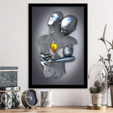 3D Effect Art Art Love Gold Heart Iron Mesh Abstract Art Framed Art Print Wall Decor - Painting Art,Framed Picture,Wall Art