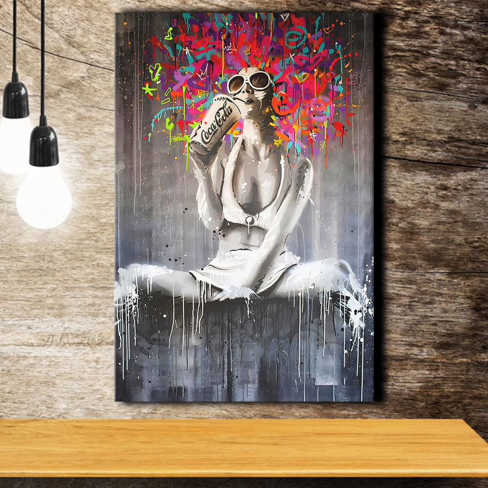 Coke Lady Pop Art Graffiti Art Canvas Prints Wall Art Decor - Painting Canvas, Home Decor, Art Print, Art For Sale