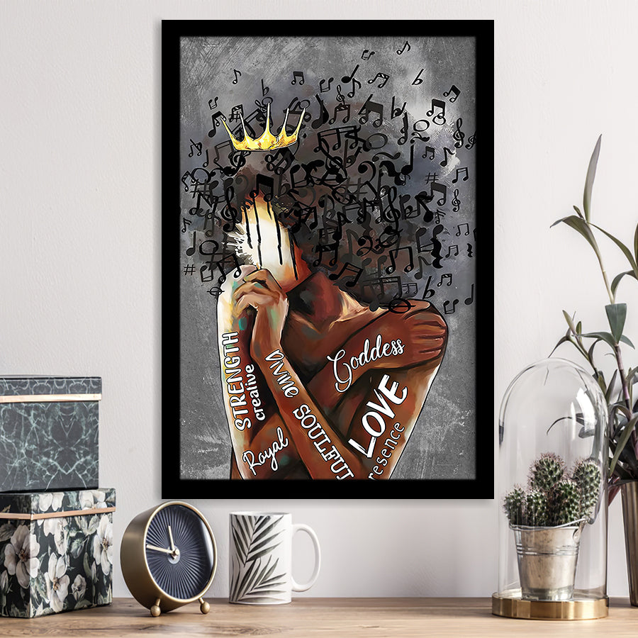 African American Wall Art Black Women Black Queen Women Music Notes Framed Art Prints Wall Decor - Painting Prints,Wall Art,Framed Picture