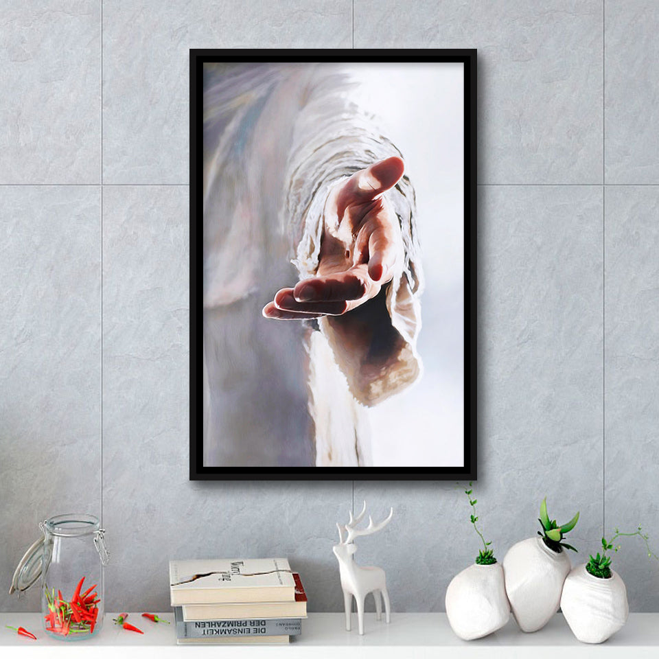 Jesus Holding Hand Framed Canvas Prints - Painting Canvas, Framed Art, Prints for Sale, Wall Art, Wall Decor