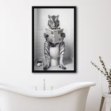 Tiger Framed Canvas Prints Wall Art, Funny Bathroom Decor, Tiger In Toilet